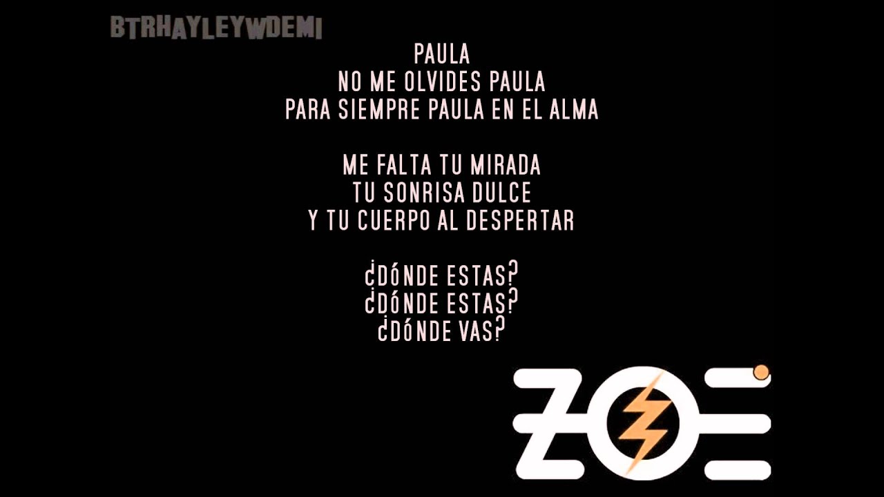 Paula Zoé Letra YouTube