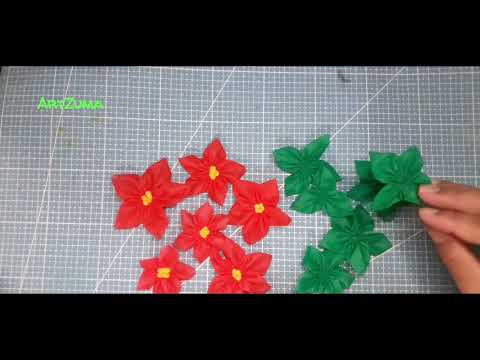 Making Artificial Poinsettia Flower Plant Using Eco Bag - Christmas DIY #poinsettias #christmasdecor