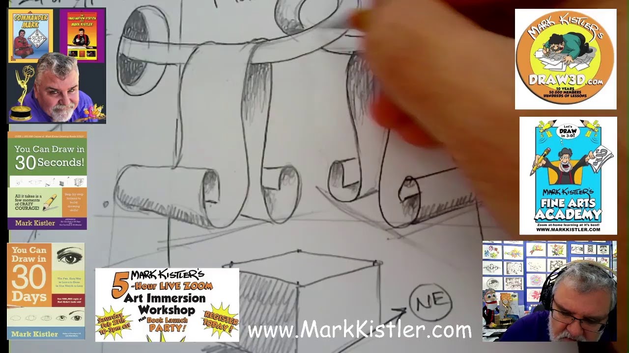 Mark Kistler Live Daily Drawing Lessons! Let's draw scrolls and