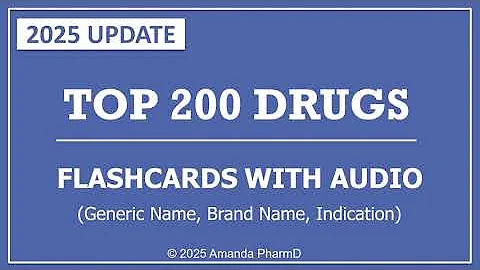 Top 200 Drugs Flashcards with Audio (2025 Update) - Generic, Brand Name, Indication | Amanda PharmD