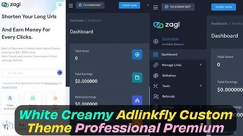 Za.gl White Creamy Adlinkfly Custom Theme Frontend and Backend