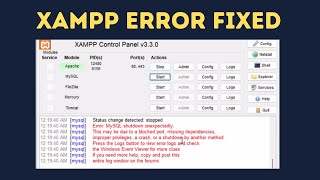 Xampp Error: MySQL Shutdown Unexpectedly [FIXED] || BurkaTech