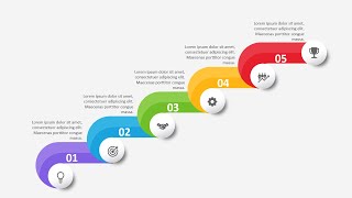 Create 5 Steps Infographic Slide in PowerPoint. Tutorial No. 909