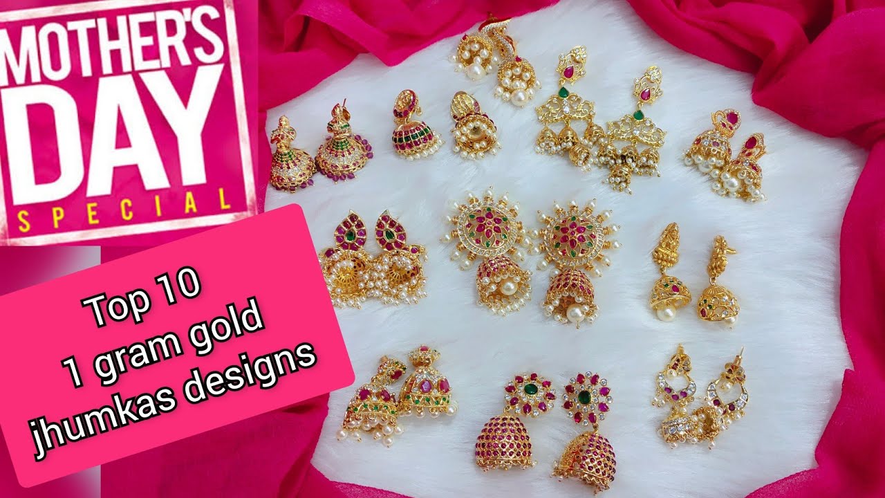 Buy Beautiful Three Layer Jhumka Earrings Gold Design One Gram Gold  Jewellery