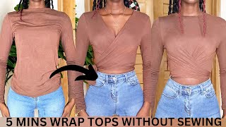 DIY NO-SEW: How To Transform A Tshirt to Wrap Tops