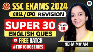 SSC 2024 - Top 1000 English Questions | Day - 16 | All Exam Target By Neha Malik Ma'am