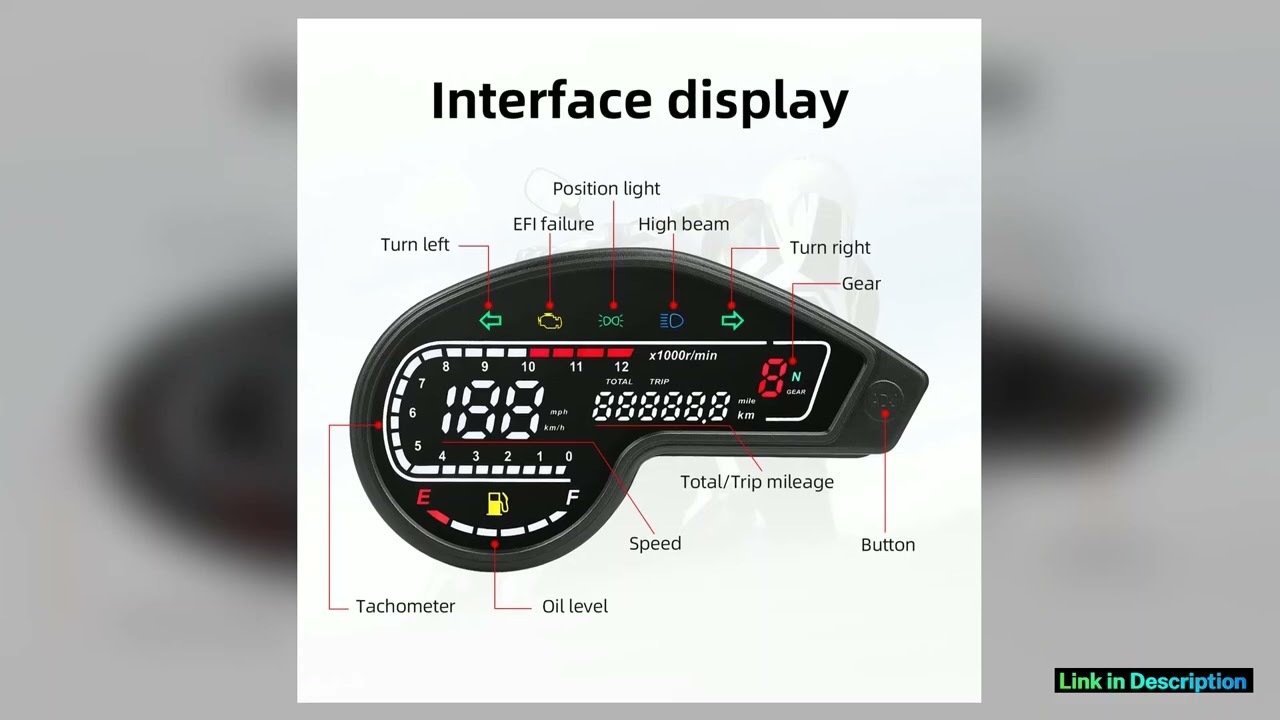 A New Universal Moto RPM Tachometer Speedometer Fit Digital Speed Waterproof Dashboard Odometer