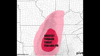 NEW WEATHER REPORT! Severe weather outbreak expected tonight through Thursday from southern OK to MS
