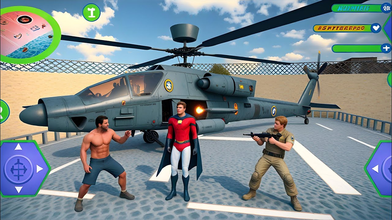 Flying Superhero City Rescue Rope Hero New Update in The Army Base #3 - Android Gameplay
