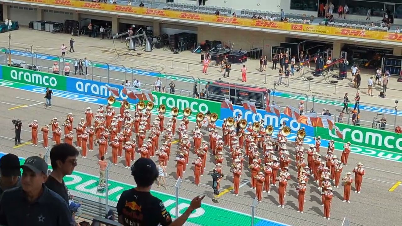 University of Texas at Austin Show Band of the Southwest performs at 2022 F1 US Grand Prix