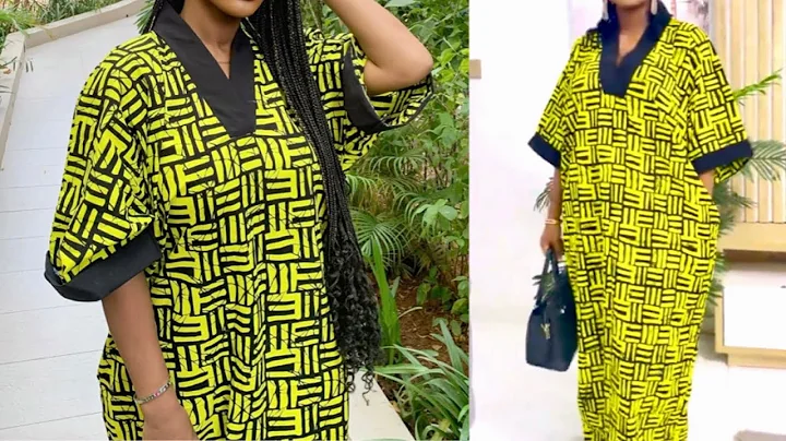 How to Cut and sew a Kaftan Dress with a V-Shaped Scrub Neckine | Beginners Friendly.