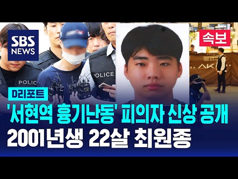 [속보] 서현역 흉기난동 피의자, 22세 최원종 / SBS / #D리포트