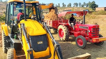 JCB 3dx Xpert loading Field Mud | Mahindra 275 Di with Trolley | jcb video #jcb #tractor #jcbvideo