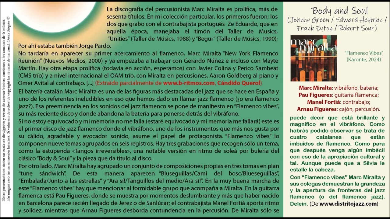 Body and Soul (Johnny Green / Edward Heyman / Frank Eyton / Robert Sour) - Marc Miralta y Cía