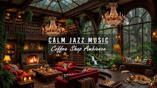 ☕📖Library Coffee Shop Ambience with Calm Jazz Music & Rain Sounds for Studying, Focus & Relaxation screenshot 5