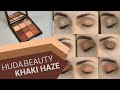 HUDA BEAUTY KHAKI HAZE Obsessions Eye Shadow Palette - all colors directly on eyelids!