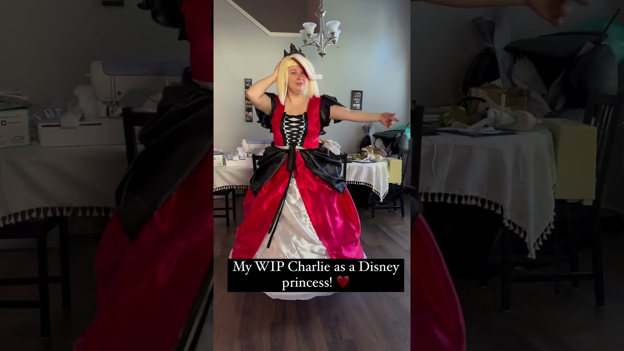 My WIP on Charlie as a Disney princess! ! #hazbinhotel #cosplay #disney #charlie #ballgown #sewing