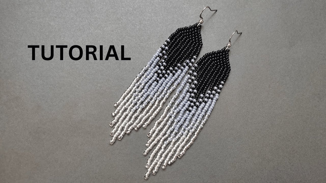 DIY seed bead fringe earrings making, beading tutorial