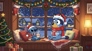 Stitch & Bluey Winter Window Chill ❄️ Cozy Lofi Beats for Study & Rest 🌙 Gentle Snowfall Vibes