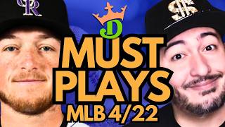 MLB DFS Wednesday 4/22 (DraftKings MLB MUST PLAYS) | MLB DFS Picks + Bets