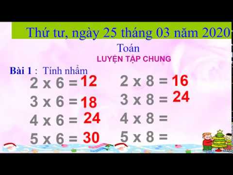 Ngày 25/03/2020 môn Toán Bài Luyện tập chung
