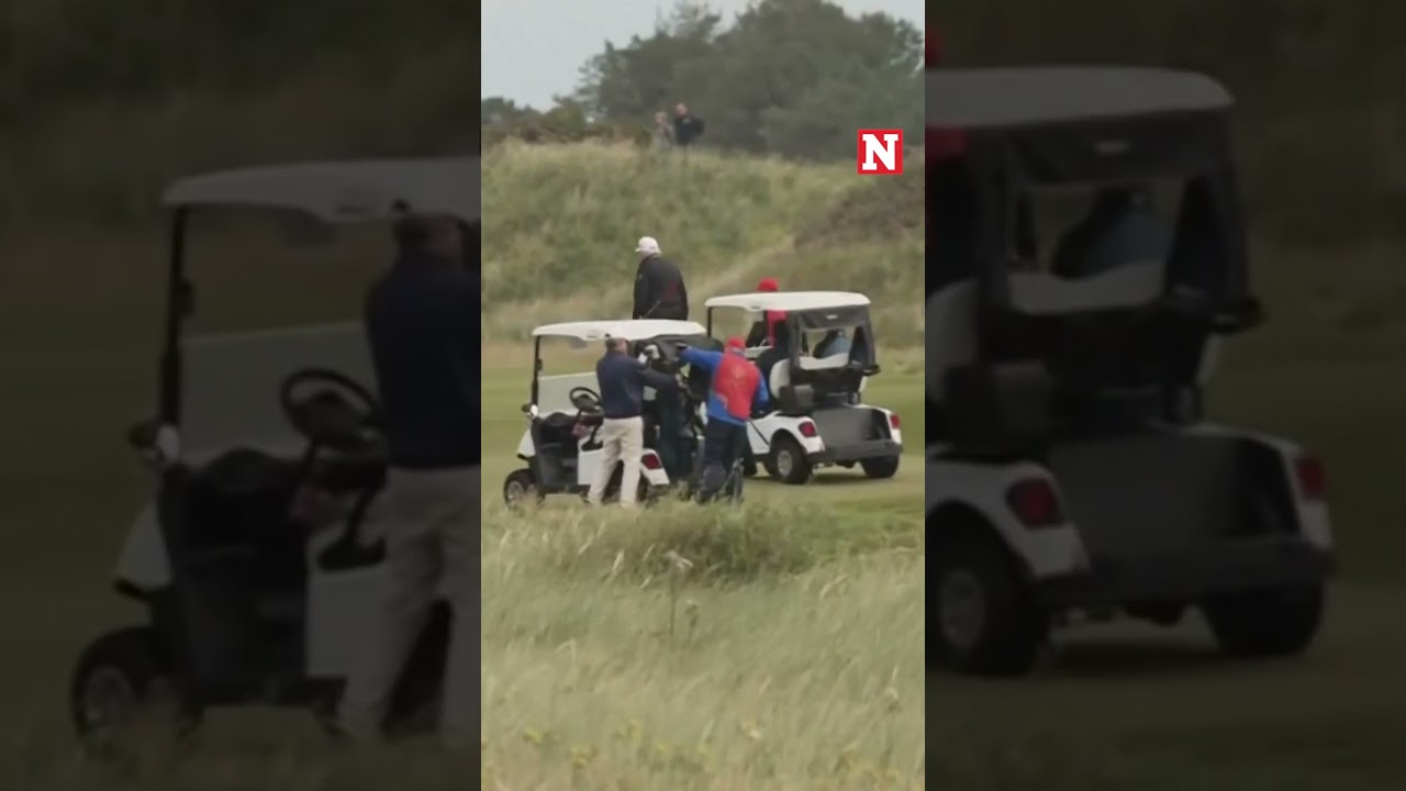 Donald Trump Plays Golf In UK With Security Close By
