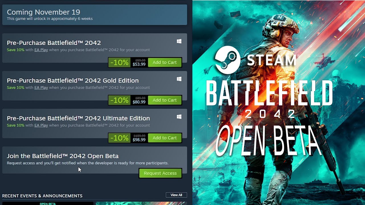 How to download the Battlefield 2042 Beta on Steam and subscribe to EA Play for early access