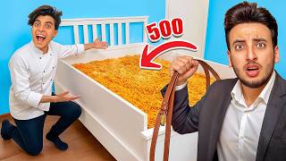 حولت سرير اخويا لأكبر صحن اندومي 🍝 في العالم 😱 الحسن ( راح فيها ) 🤕!!