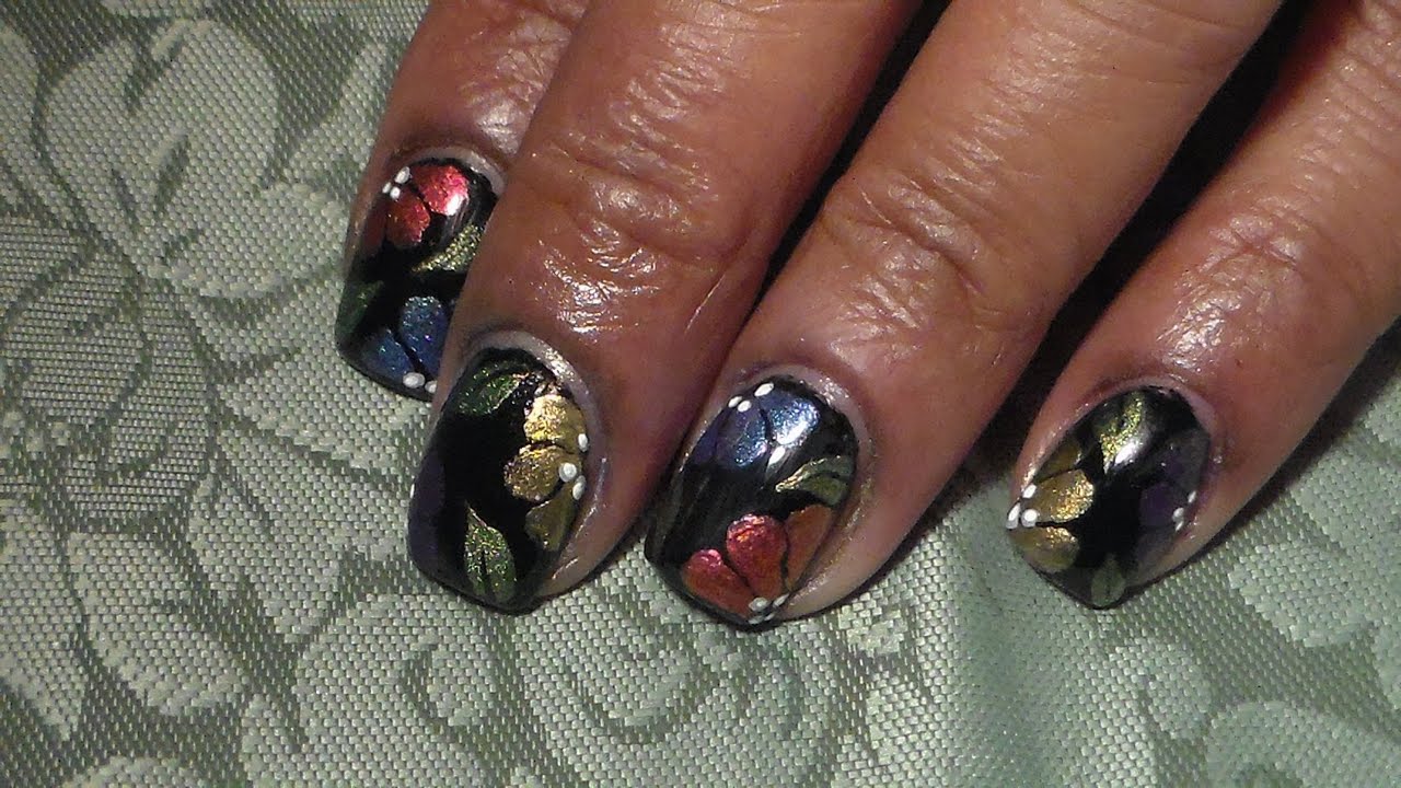 Colorful Eyeshadow Flowers Nail Art YouTube