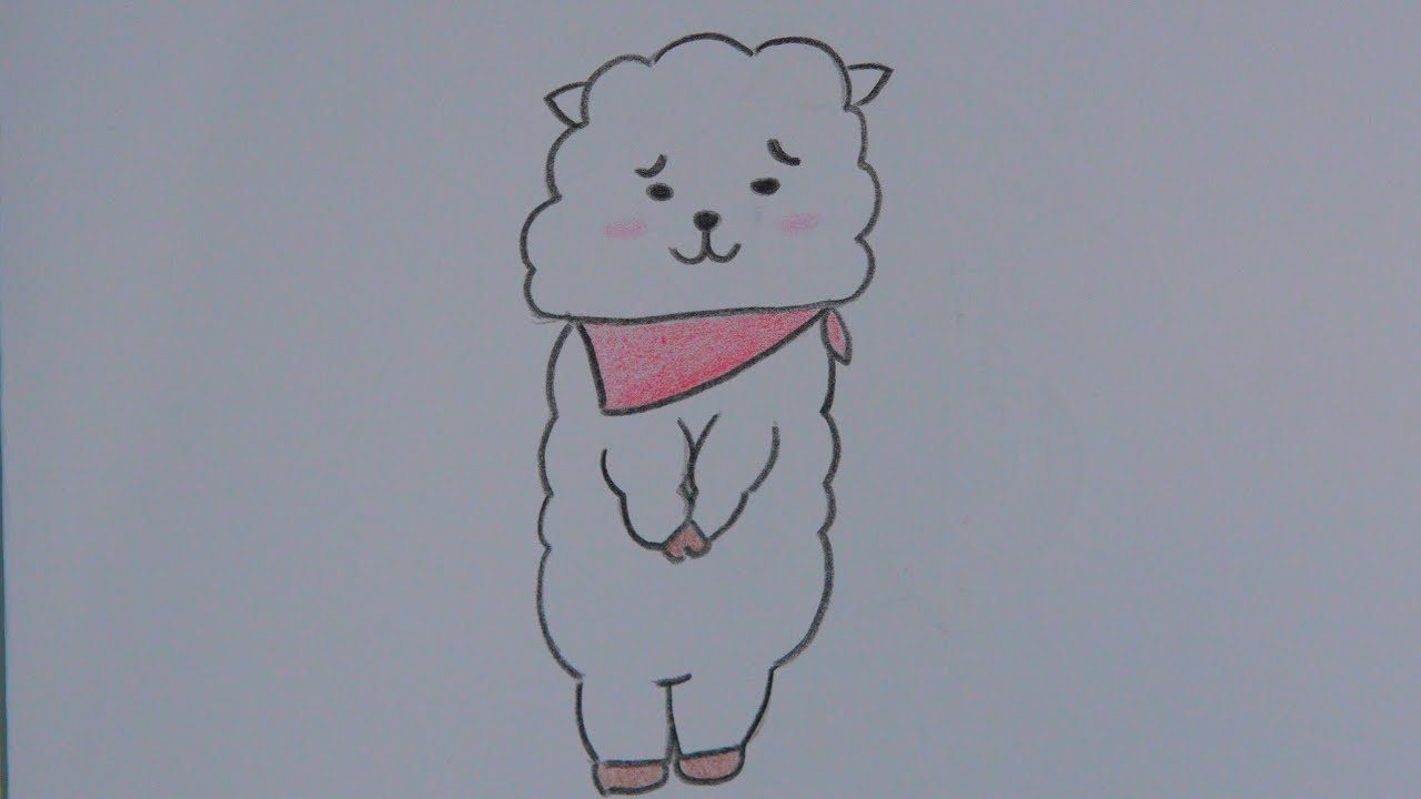 Menggambar dan mewarnai gambar RJ Bt21||Drawing and coloring cartoon RJ ...