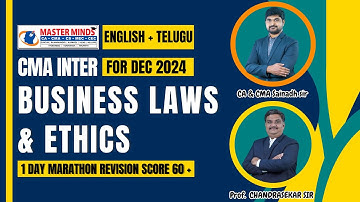 CMA INTER | BUSINESS LAWS & ETHICS MARATHON REVISION CLASSES | FOR DEC 2024 EXAMS | P1851