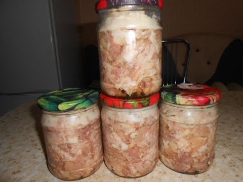 Тушенка в домашних условиях из головы свиньи и курицы