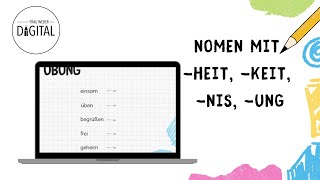 Nouns with -heit, -keit, -nis, -ung (including worksheet)