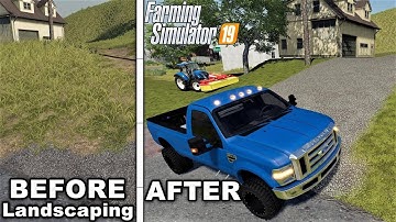 Farming Simulator 19 First Grass Mowing & Landscaping Job + Building A Driveway