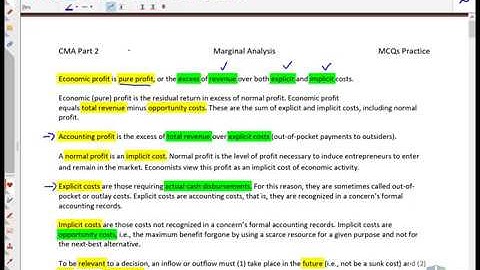 CMA Part 2 MCQs (Marginal Analysis)