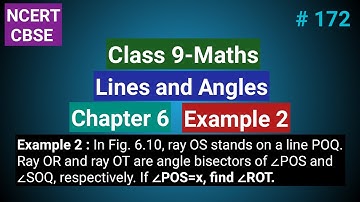 Class 9 Maths Ch 6 Example 2 | Lines and Angles Class 9 | NCERT CBSE | In fig. 6.10 ray OS stands on