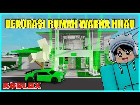 DECORATING A HOUSE IN GREEN IN ROBLOX BROOKHAVEN
