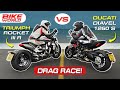 Triumph Rocket III R vs Ducati Diavel 1260 S | Drag Race