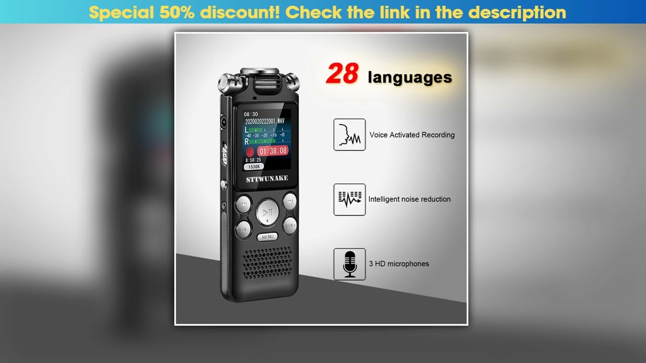 Professional Voice Activated Digital Audio Voice Recorder 8GB 16GB 32G Noise Cancelling Recording