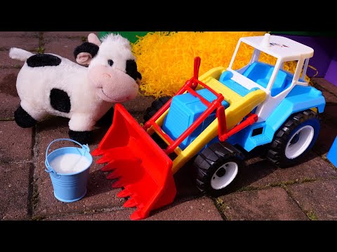 Ein Tag auf dem Bauernhof. Lehrreiches Video für Kinder. Video mit den Helfer Autos