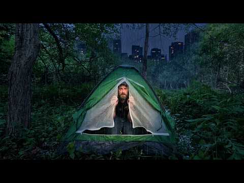 Urban Stealth Camping in a $15 Tent - Someone Else is Out Here...