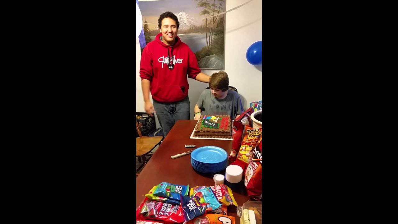 Face plant into birthday cake. But wait for it!!!!! Fat ASS Prankster!