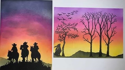 Blending inks to create sunrise or sunset backgrounds