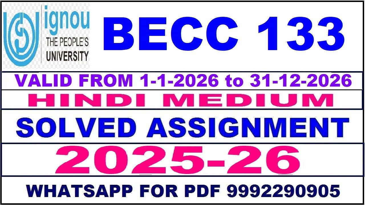 BECC 133 solved assignment 2025-26 in Hindi || becc 133 solved assignment 2026 || becc133 2025-26
