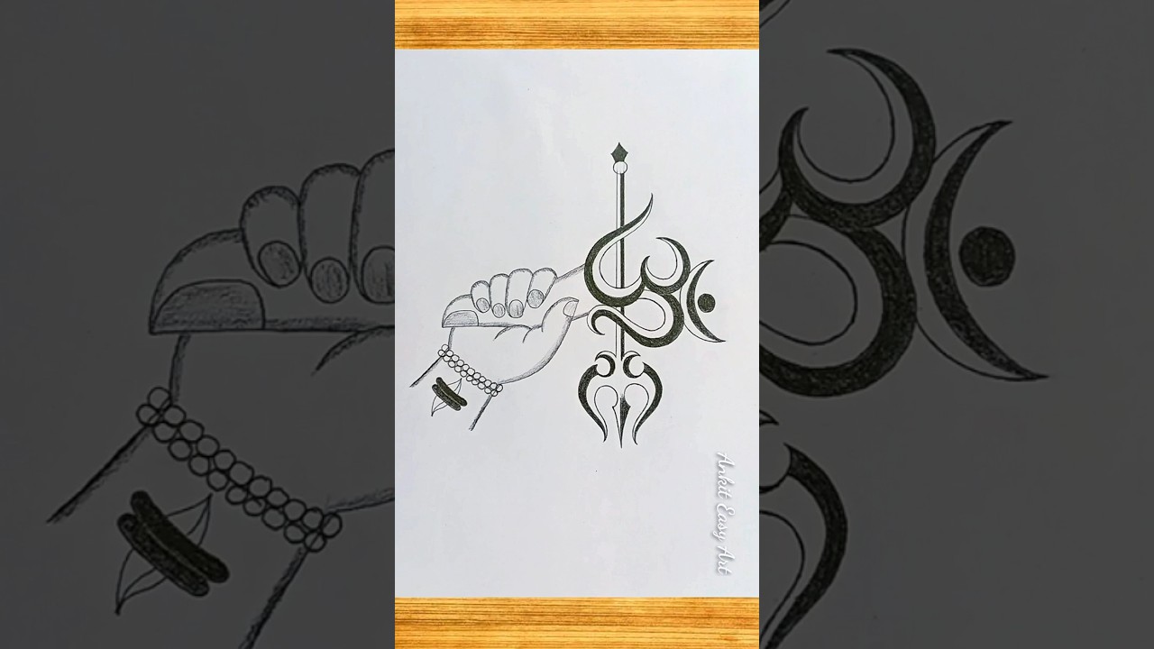 Om Trishul Drawing 🔱 | Easy Lord Shiva Art #shorts #omdrawing #mahadev