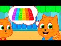 Cats Family in English - Festive POP IT Cartoon for Kids