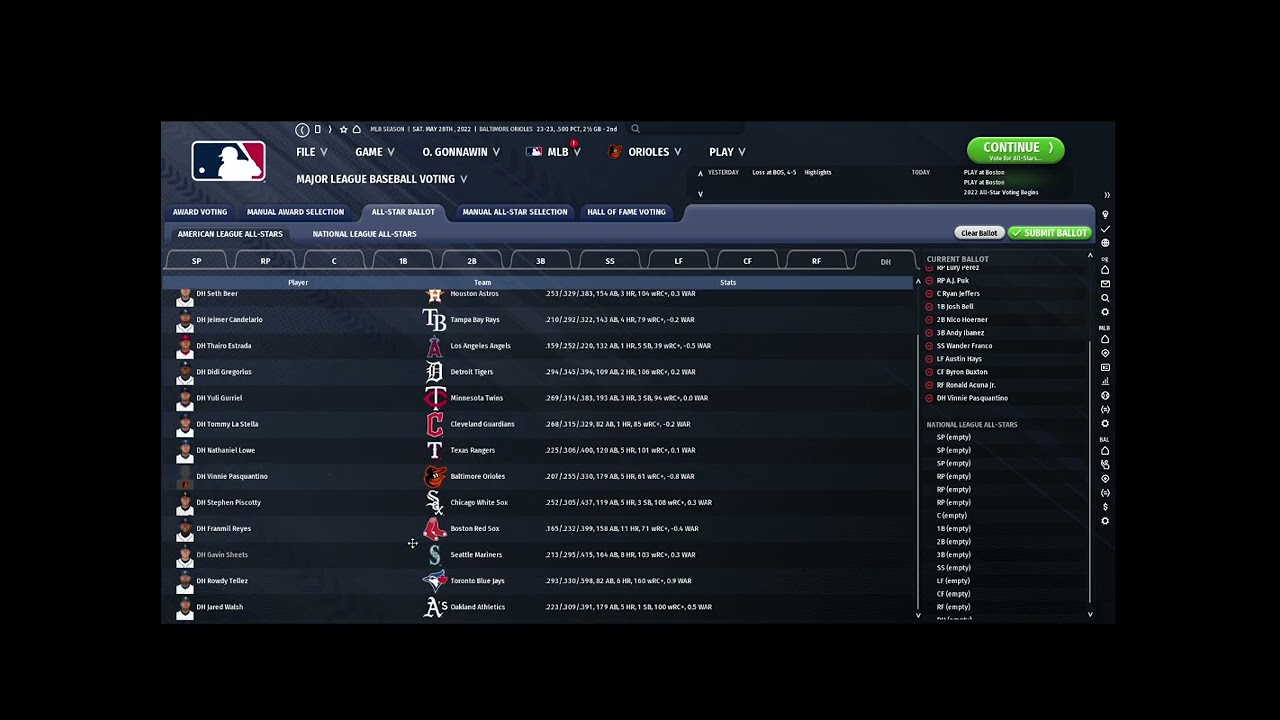 All star voting | Playing OOTP pt.5