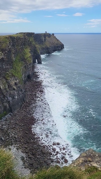 Looking South towards Hags head as Fiadh keeps an eye on the Fulmars