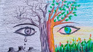 World Nature Conservation Day Drawing | Nature Conservation Day Slogan & Poser Drawing | Save Nature