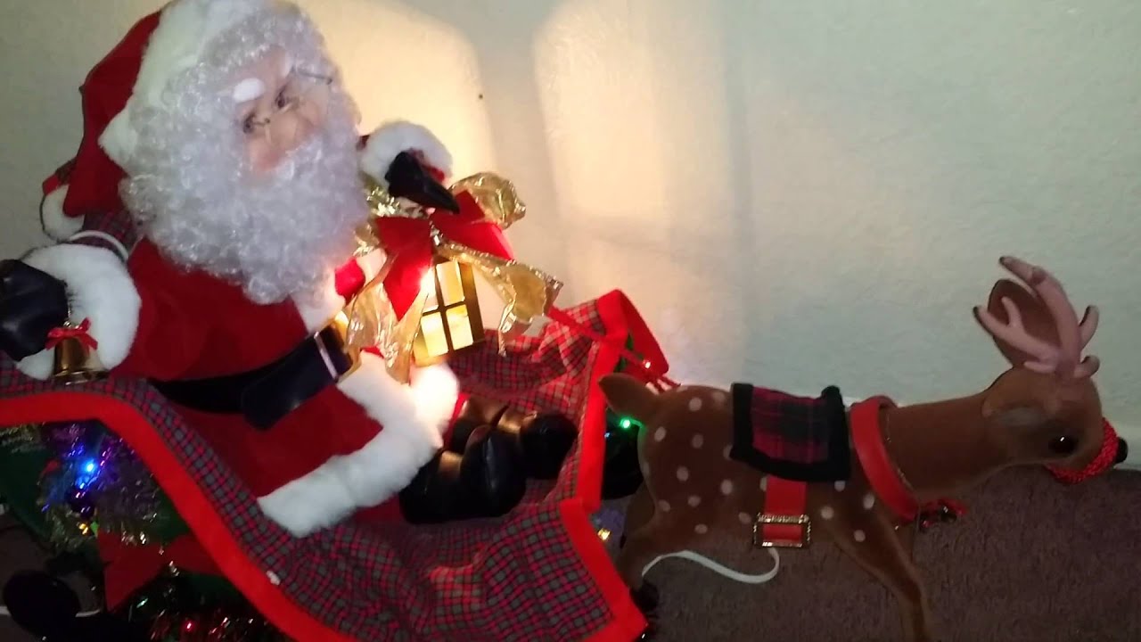 Musical & Animated Santa with sleigh and Rudolph - YouTube